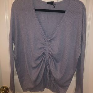 V-neck drawstring long-sleeve